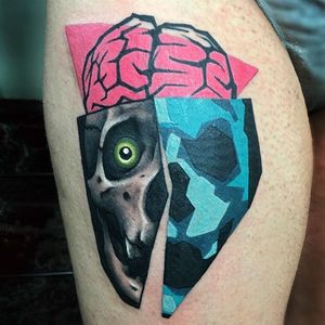 Skull Tattoo by Mike Boyd #abstract #cubism #moderntattooing #MikeBoyd