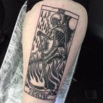 Death tarot tattoo by Scott Move #tarot #ScottMove #tarotcard #death #skeleton #reaper #blackwork