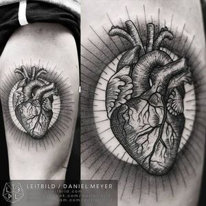 Anatomical heart tattoo by Daniel Meyer #Linework #Heart #DanielMeyer