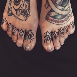 Insects toes tattoo by Adam Sage #handpoke #handpoked #AdamSage #handcrafted #insect #toe