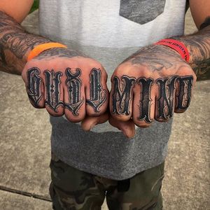 'Evil Mind' Tattoo by Vince Le #lettering #script #darklettering #letteringartist #darkartist #VinceLe