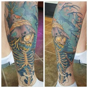 Tatuaje de esqueleto zombie por Mitchel Von Trapp @Mitchelmonster #Mitchelvontrapp #Newschool #Fantasy #AtomicZombietattoo #Skeleton #Zombie