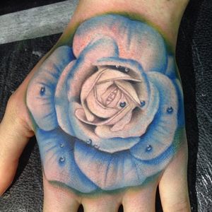 Blue rose tattoo by Amy Autumn #AmyAutumn #rose #flower #realism #colour