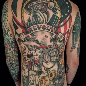 Patriot Tattoo by Andy Canino #traditional #boldwillhold #bigtraditional #oldschool #AndyCanino