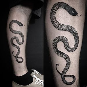 Blackwork snake tattoo by Sylvie le Sylvie. #SylvieLeSylvie #blackwork #pattern #snake
