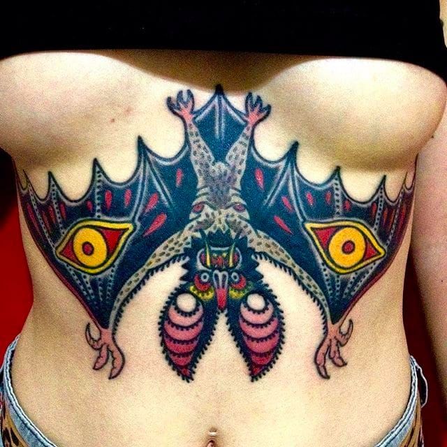 Upside down bat tattoo by Marvin Silva TattooNOW