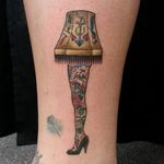 Traditional tattooed leg lamp. (via IG - neotatmachines) #LegLamp #ChristmasStory #Christmas #LegLamps
