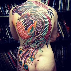 Epic backpiece by Alex Binnie, from IG-abinniepaperandskin #peacock #AlexBinnie #intoyou #1770