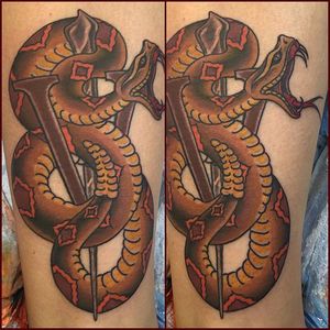 Rattlesnake Tattoo by Katja Ramirez #rattlesnake #snake #traditional #KatjaRamirez