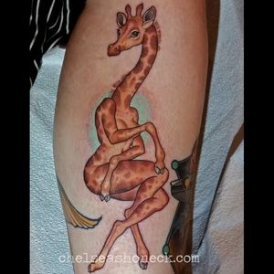 Giraffe Pin Up by Chelsea Shoneck (via IG-chelseashoneck) #weird #neotraditional #pinup #animal #color #ChelseaShoneck