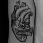 Wooden Heart Tattoo by Steven Fournier from Providence Tattoo #wooden #heart #linework #stevenfournier #providencetattoo #blackwork