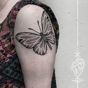 Butterfly by Sarah Herzdame (via IG-herzdame) #geometric #illustrative #dotwork #blackandgrey #ornamental #SarahHerzdame
