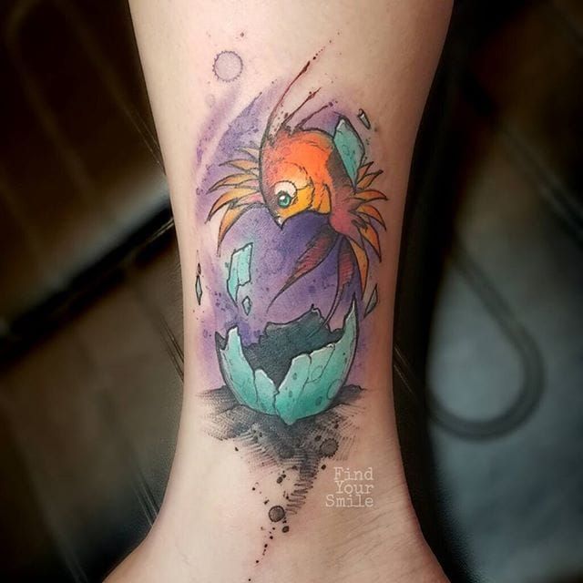Baby Phoenix Tattoo by Russell Van Schaick #phoenix #watercolorphoenix #watercolor #watercolorartist #RussellVanSchaick