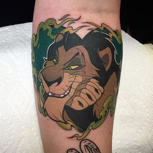 Scar tattoo by Jaclyn Huertas. #Scar #JaclynHuertas #lionking #disney #film #movie #animated #lion #animal #villain #scar