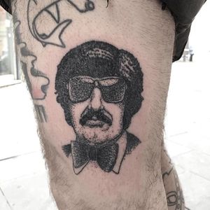 Tony Clifton Tattoo by Alex Ciliegia #tonyclifton #handpoked #handpoke #handpokeartist #stickandpoke #dotwork #handpokedportrait #AlexCiliegia