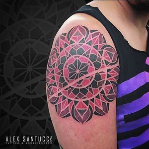 Dotwork Tattoo by Alex Santucci #dotwork #colordotwork #mandala #contemporary #dotworkartist #italianartist #AlexSantucci