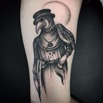 Plague Doctor Tattoo by Tyler Allen Kolvenbach #plaguedcotor #blackwork #traditional #TylerAllenKolvenbach