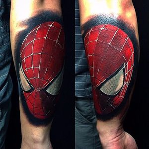 Spiderman portrait tattoo by Jason Ramos. #Spiderman #marvel #comic #superhero #movie #film #colorrealism