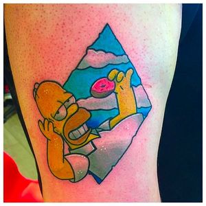 Homer Simpson Tattoo by Matt Daniels @Stickypop #MattDaniels #Stickypop #Neotraditional #Cartoon #CartoonTattoo #Manchester #TheSimpsons #Homer #Homersimpson