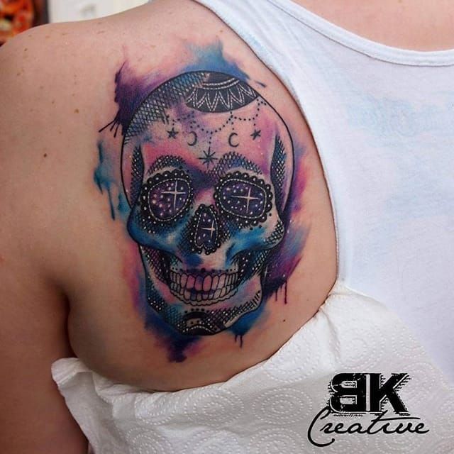 abstract sugar skull tattoo