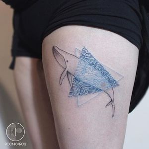 Fine line whale tattoo by Karry Ka-Ying Poon. #KarryKaYingPoon #Poonkaros #fineline #whale