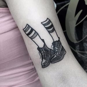 Doc Martens tattoo by Daniel Teixeira #DanielTeixeira #engraving #blackwork #docmartens #socks