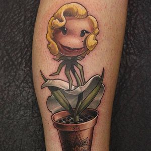 Plant Tattoo by John Anderton #PlantTattoo #PopCulture #PopCultureTattoo #PlantPotTattoo #JohnAnderton #lady