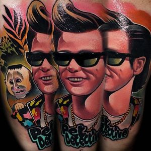 Ace Ventura tattoo by Lehel Chaos. #abstract #newschool #LehelChaos #JimCarrey #AceVentura