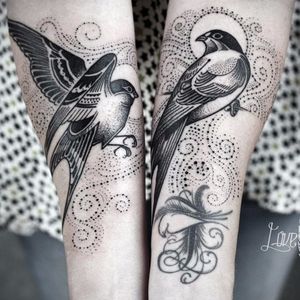 Bird tattoos by David Hale #DavidHale #birds #bird #dotwork #linework #blackwork