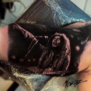 Bob Marley tattoo by Alexey Moroz. #AlexeyMoroz #Tattoo #bobmarley