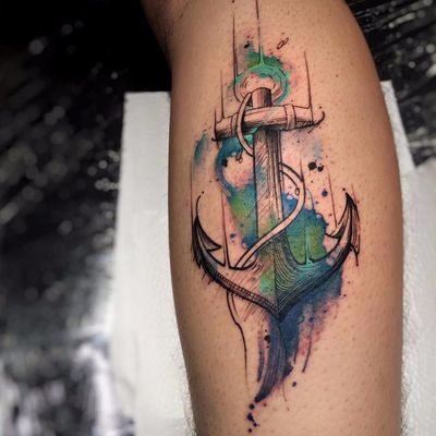 anchor with bow tattoo