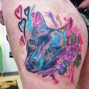 Watercolor dog portrait #watercolor #contemporarytattoos #JoanneBaker