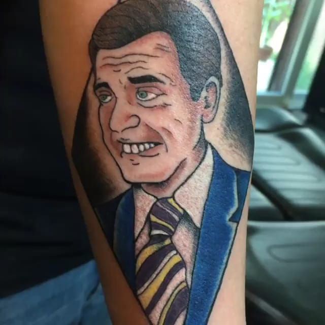 Michael Scott portrait tattoo by Paul Marino at The Seance Tattoo Parlor   rDunderMifflin