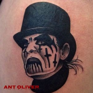 Musician Tattoo by Ant Oliver #KingDiamond #HeavyMetal #HeavyMetalTattoos #MusicTattoos #Portrait #AntOliver