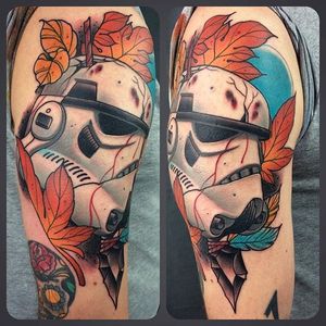 Storm Trooper tattoo by Jack Goks. #JackGoks #neotraditional #starwars #stormtrooper #scifi #movie #character