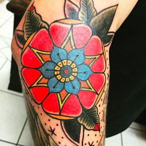Bright and Bold Flower Mandala Tattoo by Jeremy Yashe #JeremyYashe #Bright #Bold #Flower #Mandala