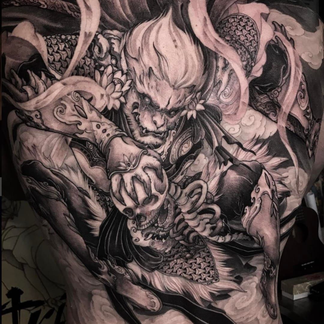 Tattoo Uploaded By Tattoosal Work In Progress Of The Monkey King Sleeve Tattoo Tattoodo