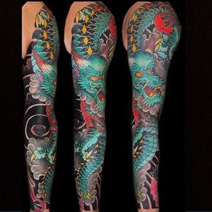 Dragon Sleeve Tattoo by Bonel Tattooer #dragon #dragontattoo #japanese #japanesetattoos #japanesetattoo #irezumi #irezumitattoo #BonelTattoo