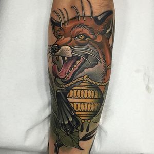 Neo Traditional Tattoo by Rodrigo Kalaka #NeoTraditional #NeoTraditionalTattoos #NeoTraditionalTattooing #NeoTraditionalArtists #BestArtists #RodrigoKalaka #fox #animal