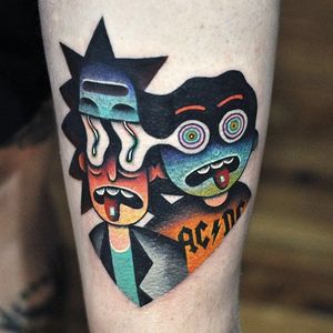 Surreal Rick and Morty piece by David Peyote #DavidPeyote #surreal #RickandMorty #color #portrait #tattoooftheday