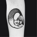 Mermaid cat tattoo by Lydia Marier #LydiaMarier #minimalistic #blackwork #traditional #mermaid #cat