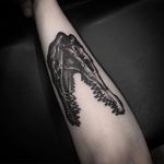 Crocodile skull tattoo by @Garaskull #skeleton #black #blackwork #xray #aligator #crocodile