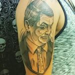 Mr. Bean by Du Souza (via IG -- dusouza.tattoo) #dusouza #mrbean #mrbeantattoo