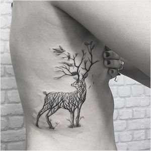 Deer tattoo by Sindy Brito. #SindyBrito #fineline #subtle #deer