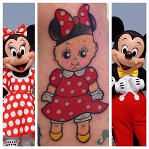 Minnie Mouse Kewpie Doll Tattoo by Cass Bramley #kewpiedoll #kewpie #CassBramley #MinnieMouse #Disney