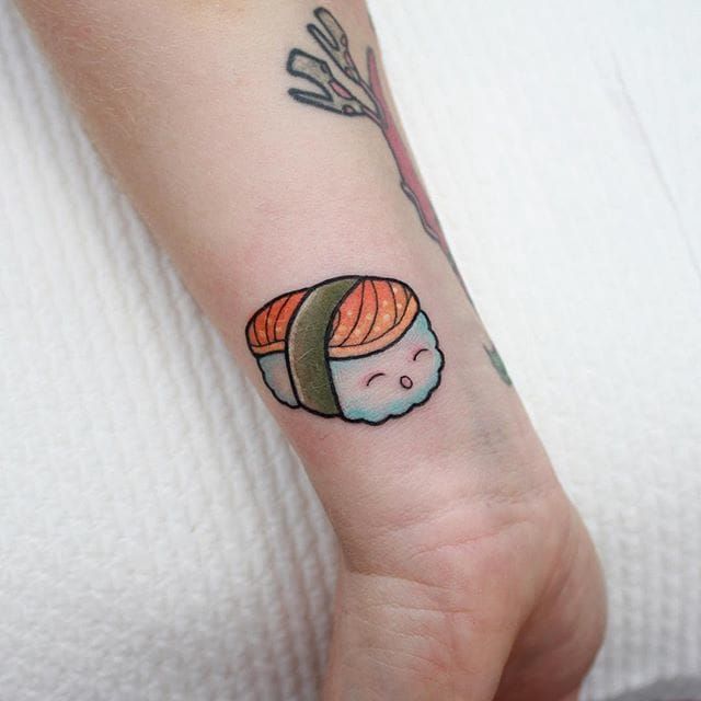 Tattoo uploaded by Alex Wikoff  Sushi cat via instagram rhihusty cat  sushi kawaii cute cartoon food colorful RhiannonHustwayte  Tattoodo