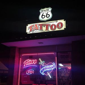 The outside of Route 66 Fine Line Tattoo in Albuquerque, NM. #Albuquerque #NewMexico #tattooculture
