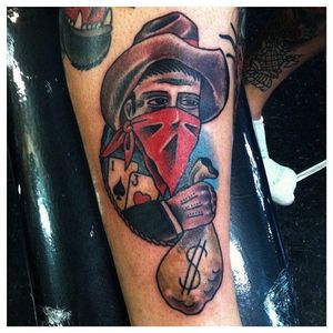 Bag of gold, by Mark Meyer #MarkMeyer #bandittattoo #bandit #outlaw