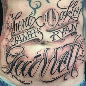 Letttering Tattoo by Big Meas #lettering #script #blackandgrey #BigMeas