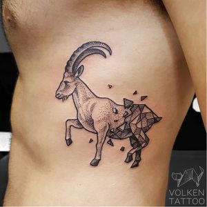 Geometric goat tattoo by Volken #Volken #dotwork #geometric #geometricanimals #goat #graphic